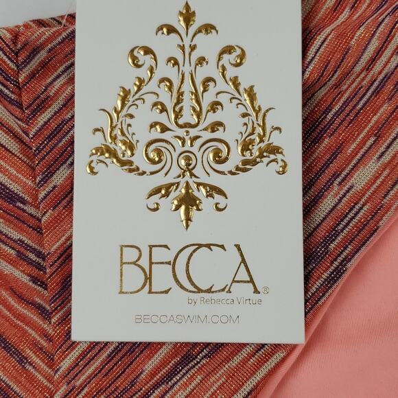 Becca by Rebecca Women's Brown Striped Metallic Hipster Bikini Bottom Size L - Picture 3 of 7